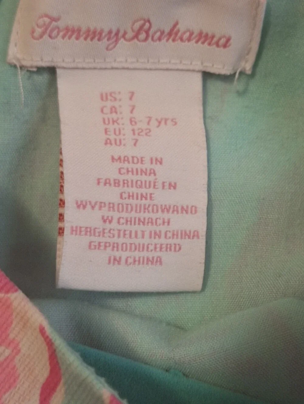 Tommy Bahama Pink Seashell Print A-Line Dress with Aqua Accents